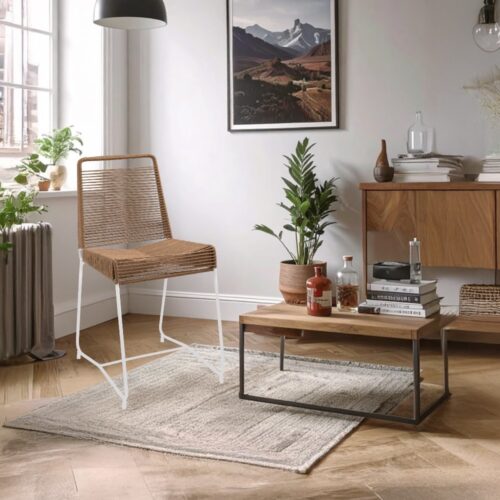 SILLA TULUM BASE BLANCA YUTE BEIGE