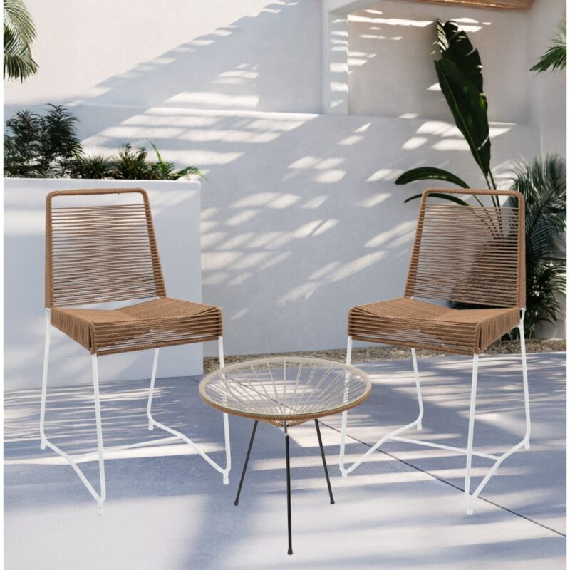 SILLA TULUM BASE BLANCA YUTE BEIGE - Imagen 2