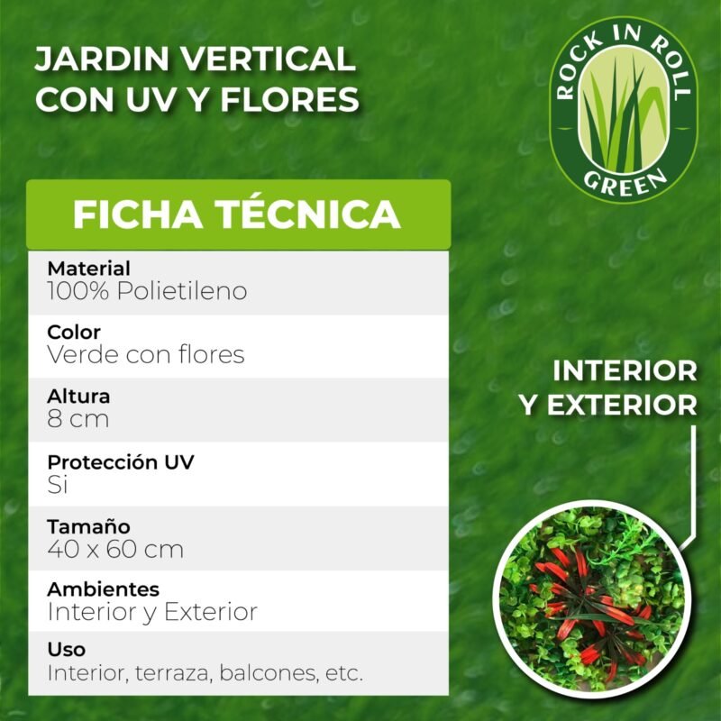 JARDIN VERTICAL CON FLORES 40X60 - Imagen 5